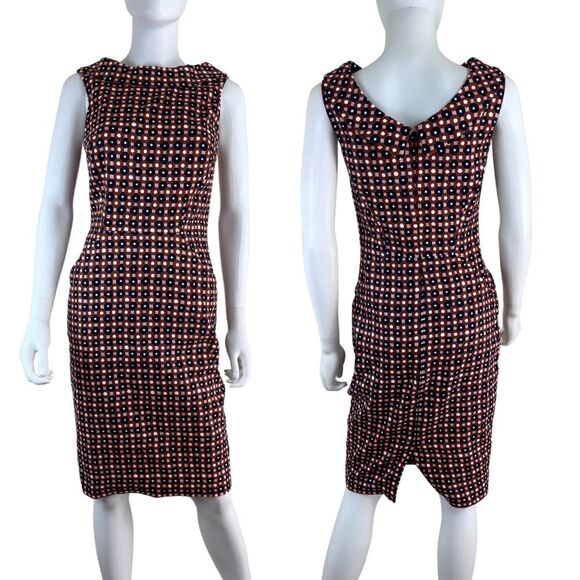 Boden Martha Size 4 Cotton Sheath Geometric Print Office Retro Mini Dress Party - Picture 1 of 14